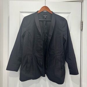 Eileen Fisher Front Zipper Black Blazer/Jacket Size Large